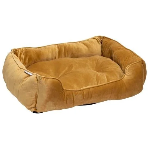 House of Paws Mustard Velvet Square Bed M