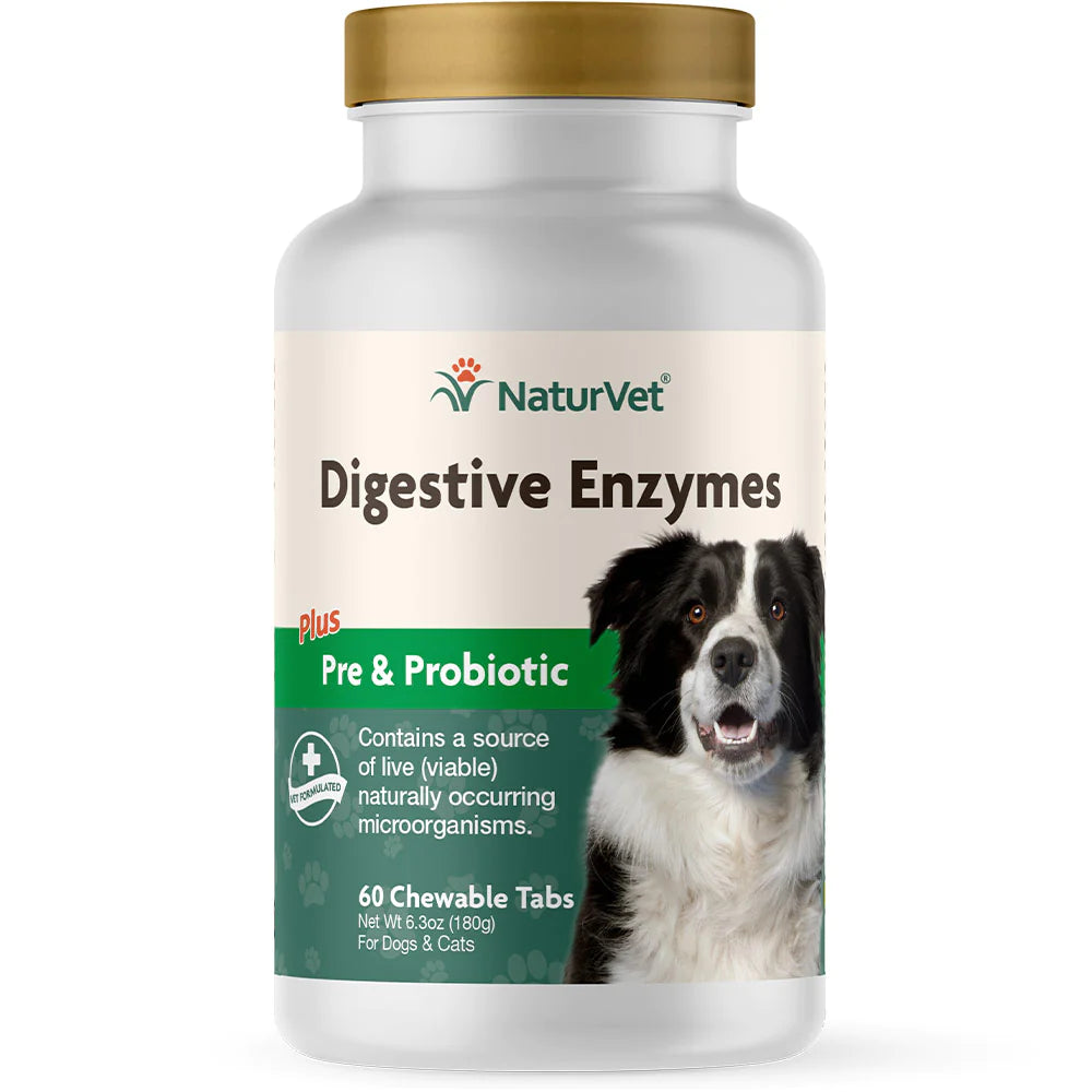 NaturVet Digestive Enzymes plus Pre & Probiotic 60 chewable tabs