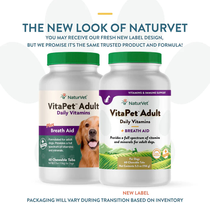 NaturVet VitaPet Adult Daily Vitamins plus Breath Aid Chewable Tablets