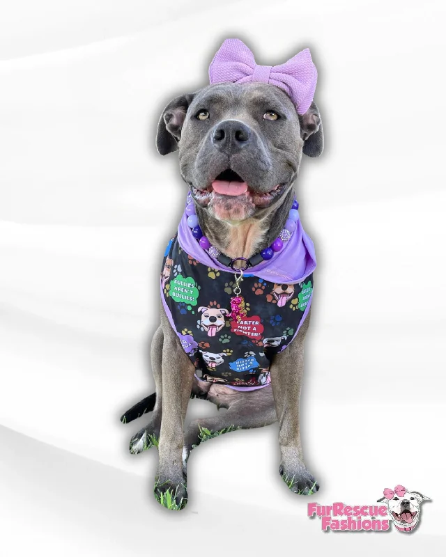 Pittie Talk  - Dog Pajama with Lilac OR Orange Neck & Trim/Sleeves