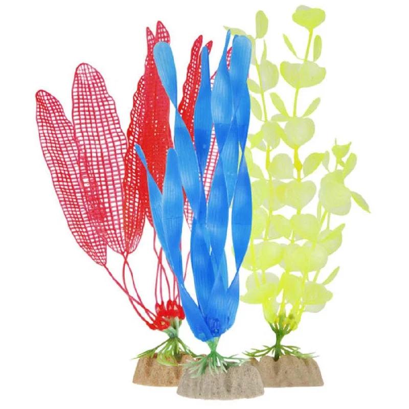 Fluorescent Plastic Aquarium Plant Yellow/Orange/Blue-1 MD/2 LG