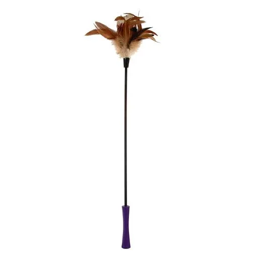 Gigwi Catwand Feather Teaser With Natural Feather Butterfly And TPR Handle