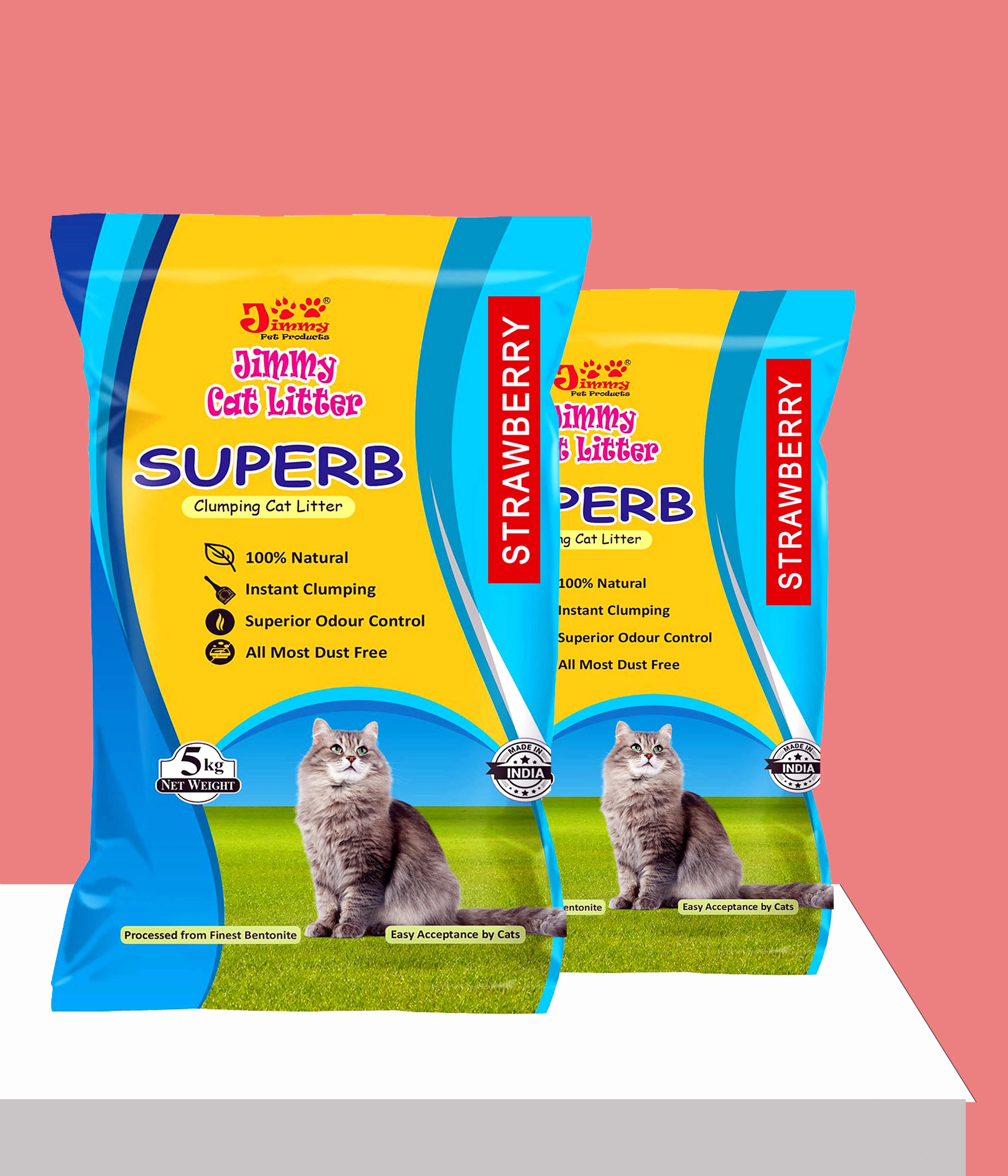 JiMMy Superb Clumping Bentonite Cat Litter Sand for cat 10 kg Strawberry  Fragrance