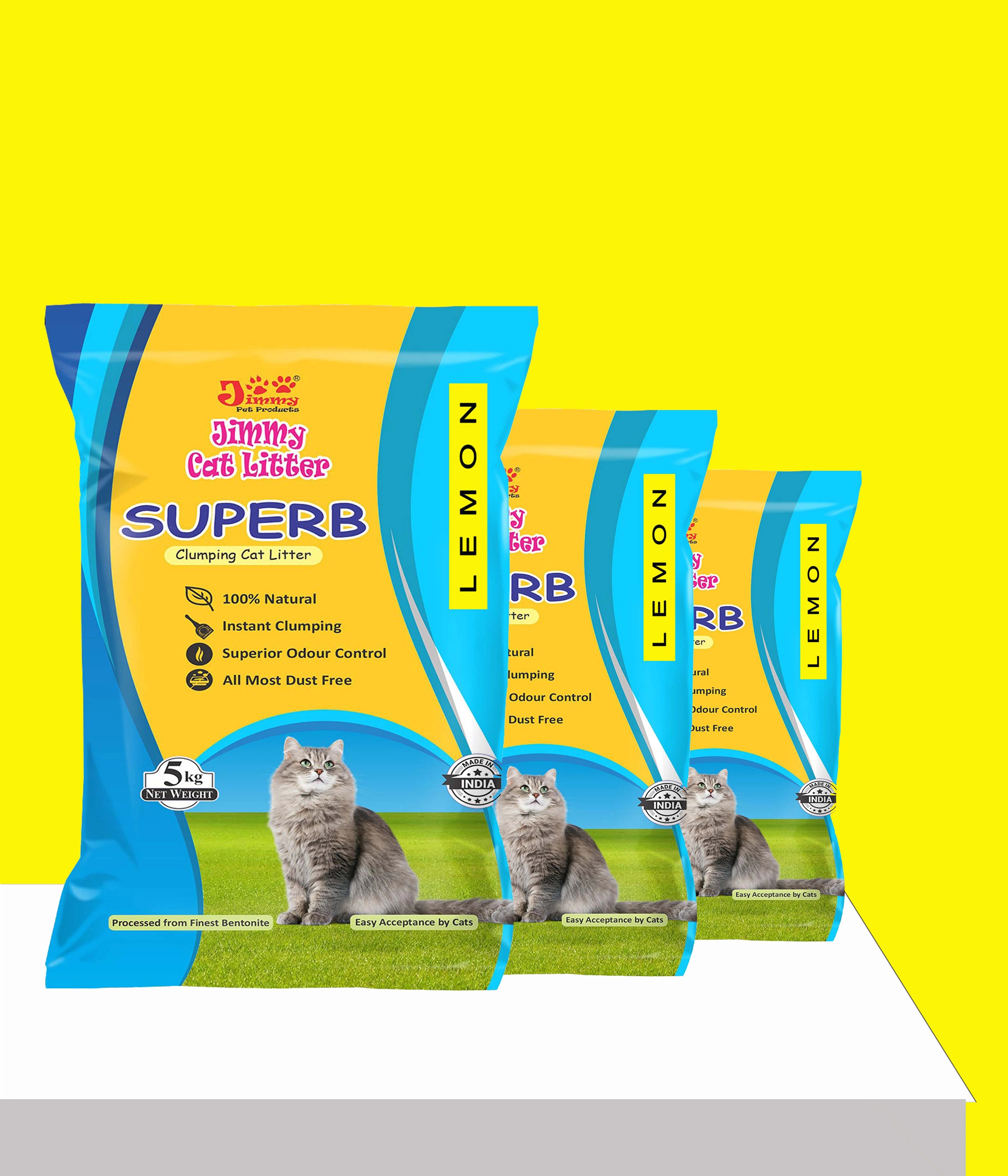 JiMMy Superb Clumping Bentonite Cat Litter Sand for cat 15 kg Lemon Fragrance