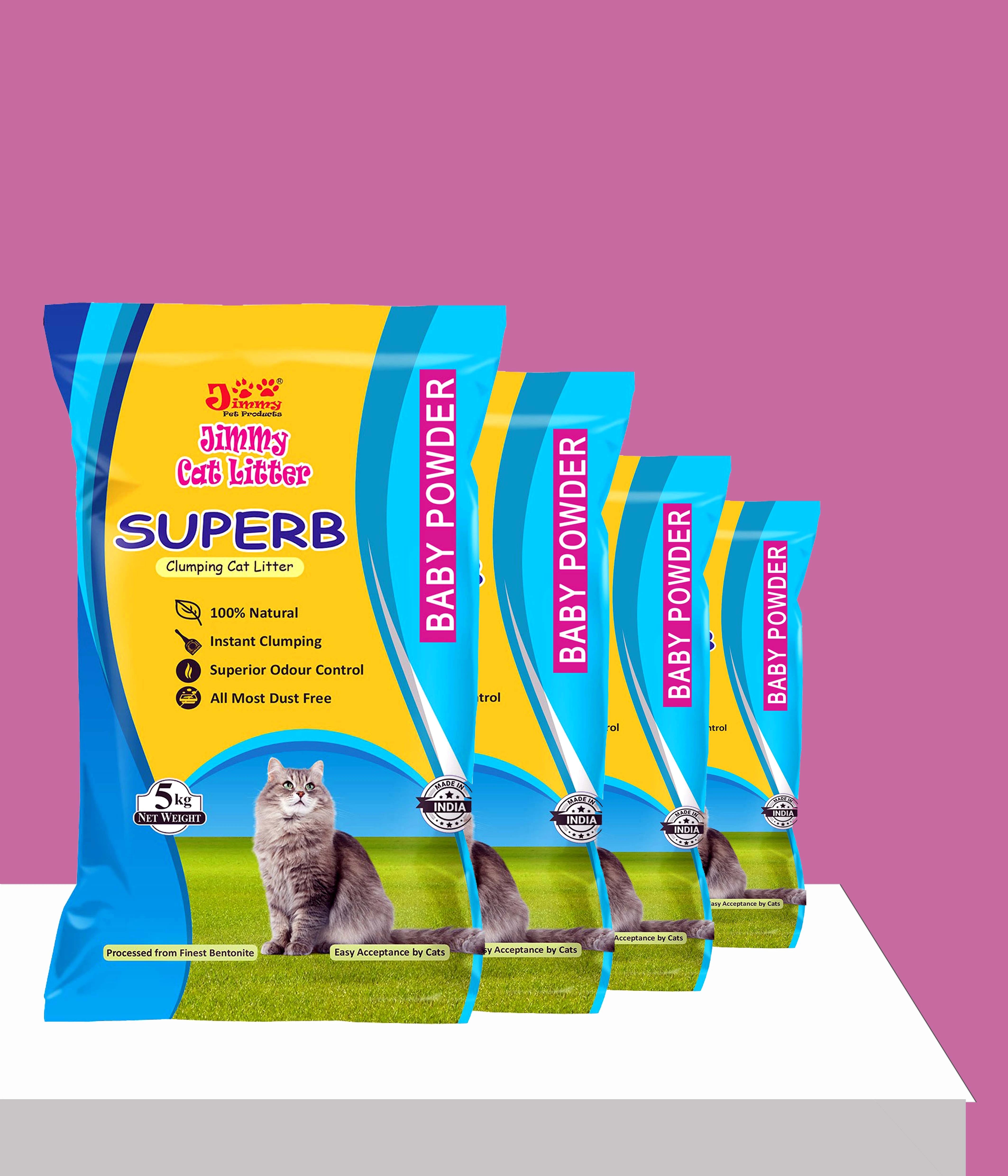 JiMMy Superb Clumping Bentonite Cat Litter Sand for cat 20 kg Baby Powder Fragrance