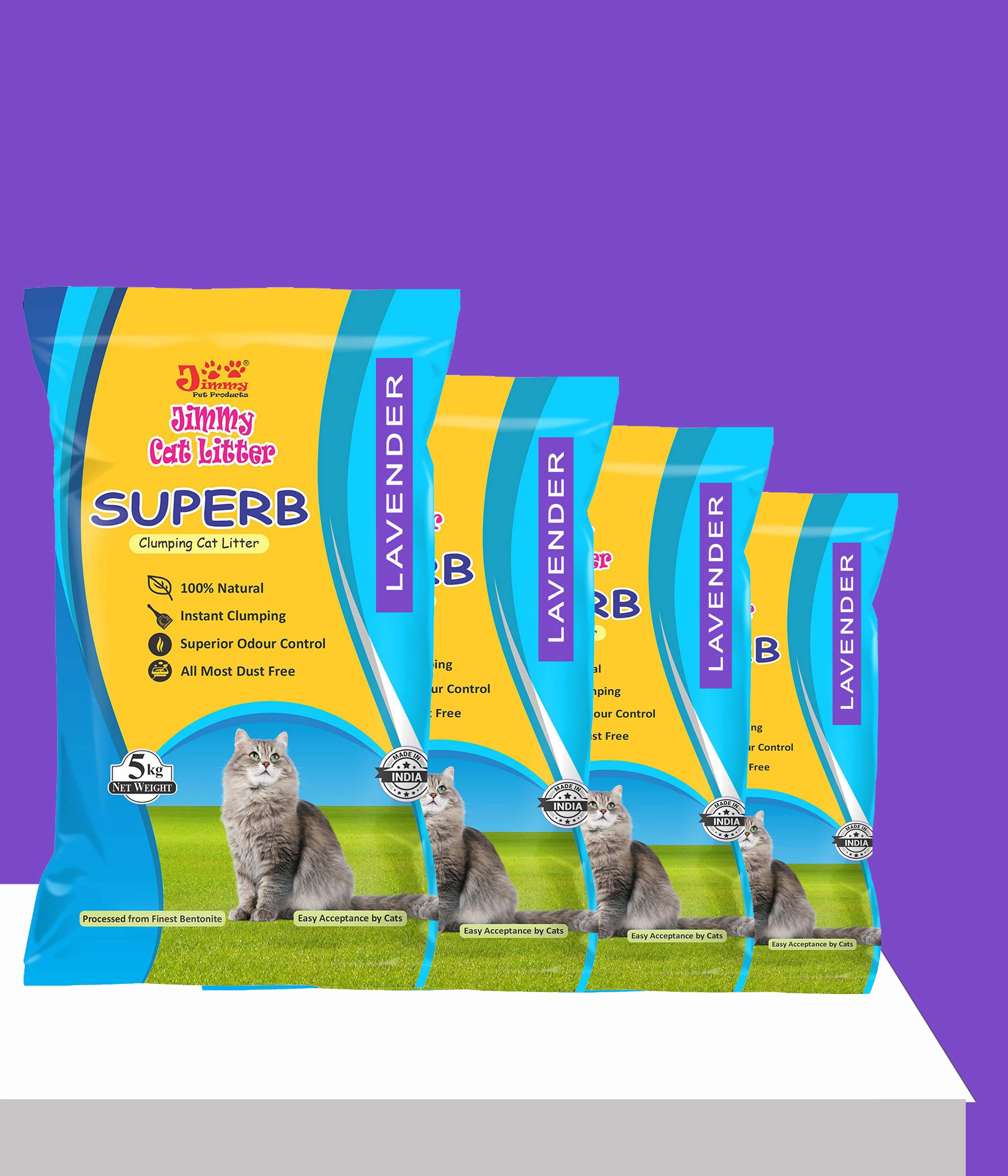 JiMMy Superb Clumping Bentonite Cat Litter Sand for cat 20 kg Lavender Fragrance