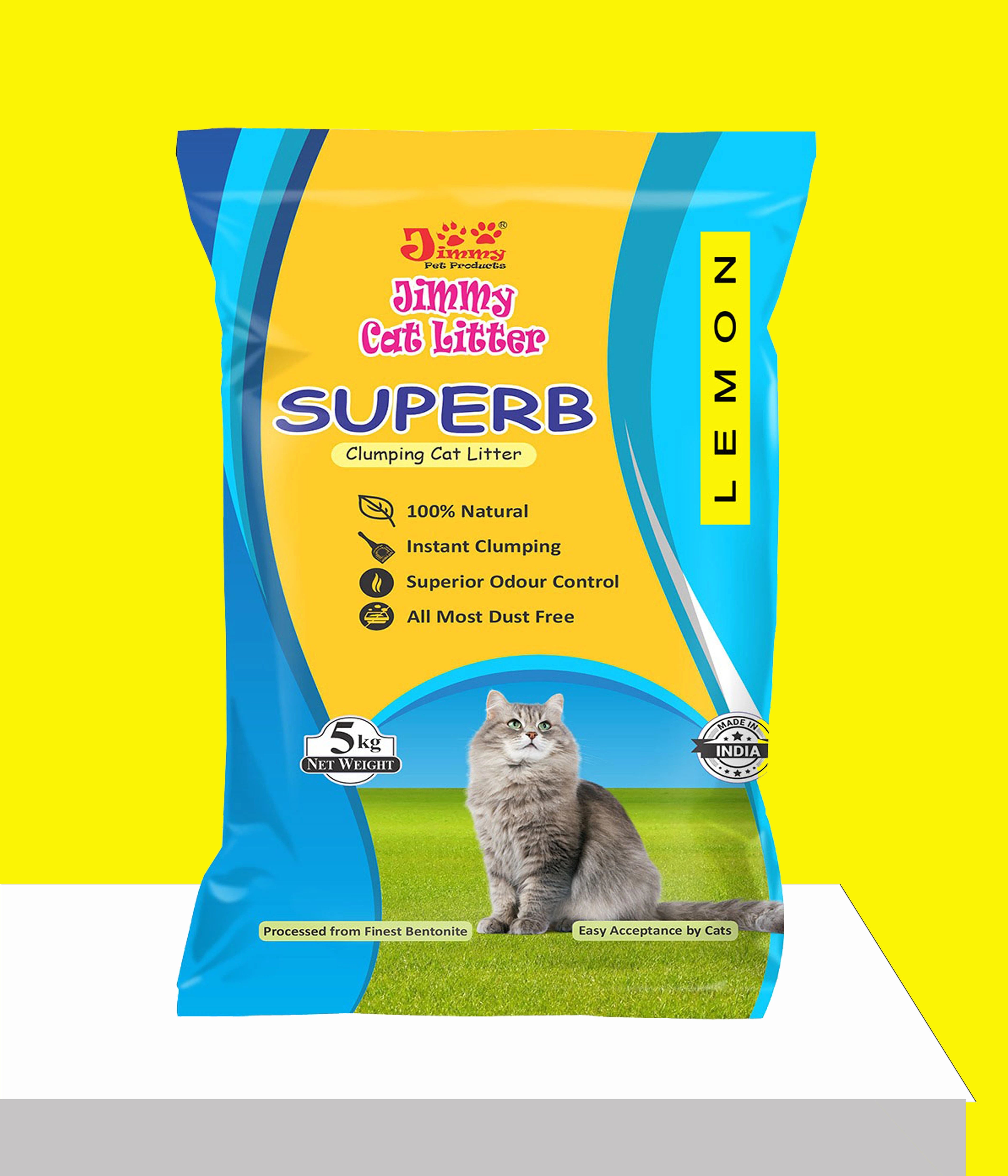 JiMMy Superb Clumping Bentonite Cat Litter Sand for cat 5 kg Lemon Fragrance