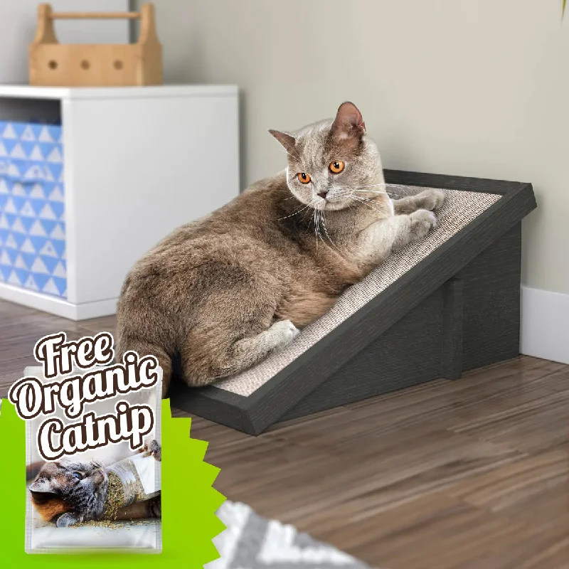 Katzone Scratching Ramp with Free Silvervine Catnip, Charcoal Black (pre-order ships 12/30)