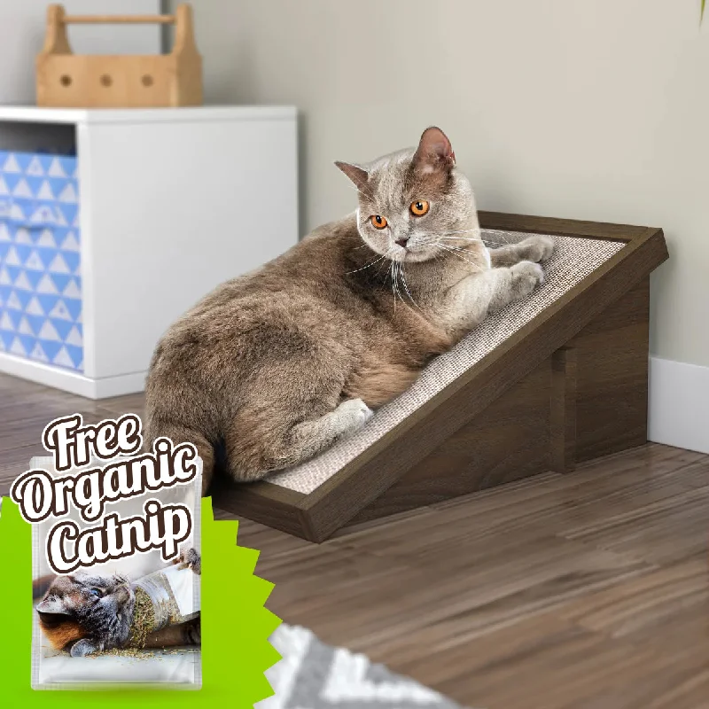 Katzone Scratching Ramp with Free Silvervine Catnip, Royal Walnut (pre-order ships 12/30)