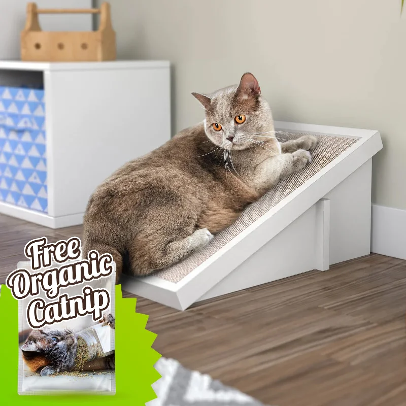 Katzone Scratching Ramp with Free Silvervine Catnip, White (pre-order ships 12/30)