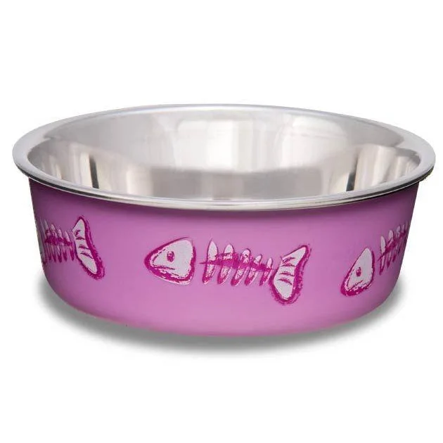 LOVING PETS BELLA BOWL FISH SKELETON DESIGN - PINK 240ML