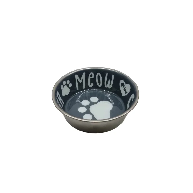 Meow Purrr Food and Water Metal Bowl