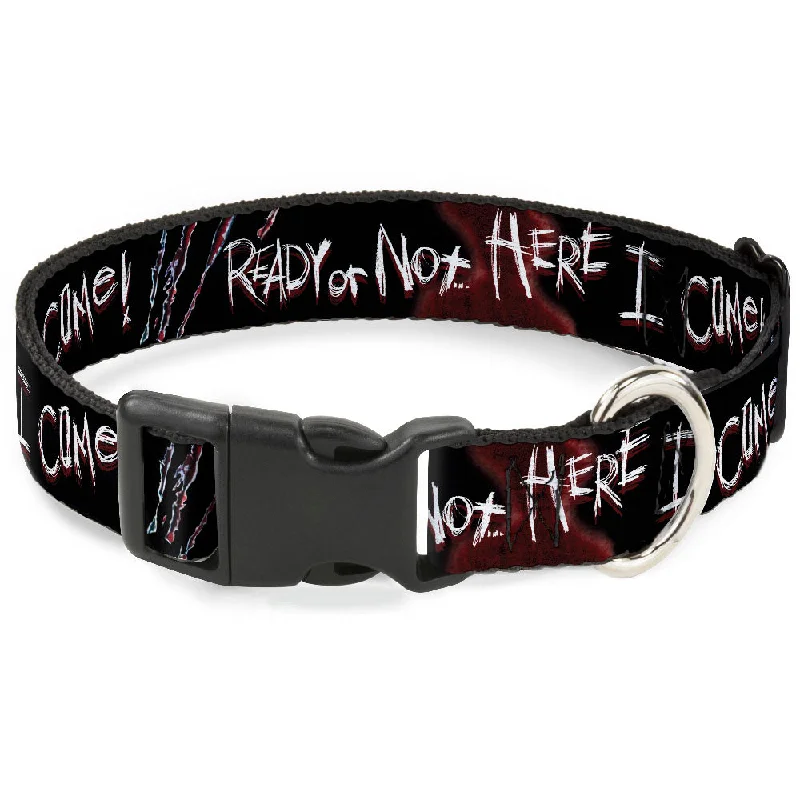 Plastic Clip Collar - A Nightmare on Elm Street READY OR NOT HERE I COME/Freddy Silhouette Black/Reds/White