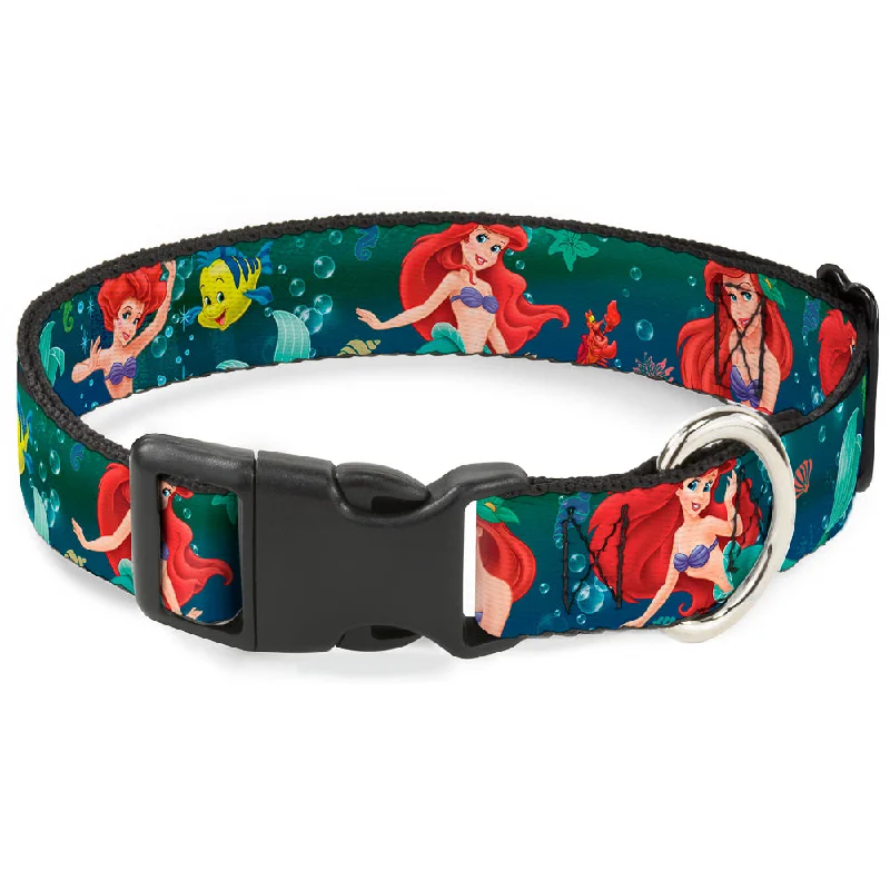 Plastic Clip Collar - Ariel Poses w/Flounder Green/Blue Fade