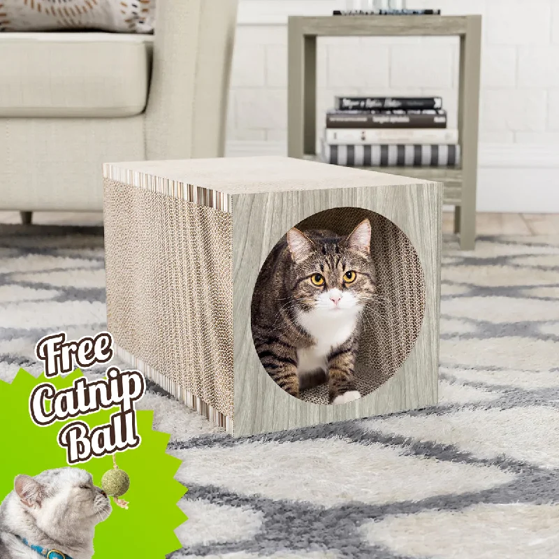 Premium Tunnel Scratcher with Free Silvervine Catnip Ball, Aspen Grey (pre-order ships 12/30)