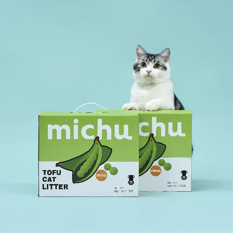 Michu Tofu Cat Litter Gen3 - Natural Clumping Tofu-Based Formula - Value Box 5 kg